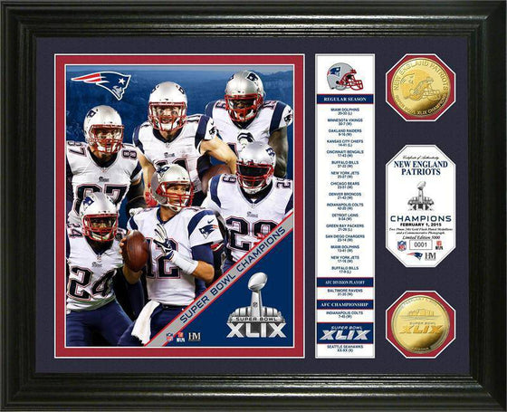 New England Patriots Super Bowl XLIX Champions "Banner" Gold Coin Photo Mint (HM) - 757 Sports Collectibles