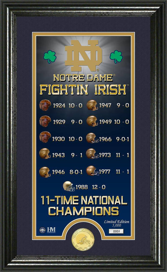 Notre Dame Fighting Irish University of Notre Dame "Legacy" Supreme Bronze Coin Panoramic Photo Mint (HM) - 757 Sports Collectibles