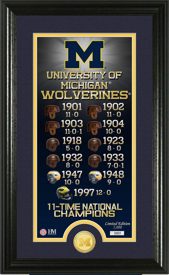 Michigan Wolverines University of Michigan "Legacy" Bronze Coin Panoramic Photo Mint (HM) - 757 Sports Collectibles