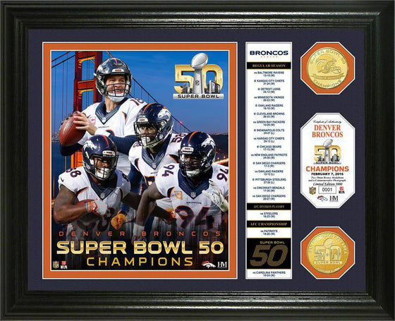 Denver Broncos Super Bowl 50 Champions "Banner" Bronze Coin Photo Mint (HM) - 757 Sports Collectibles