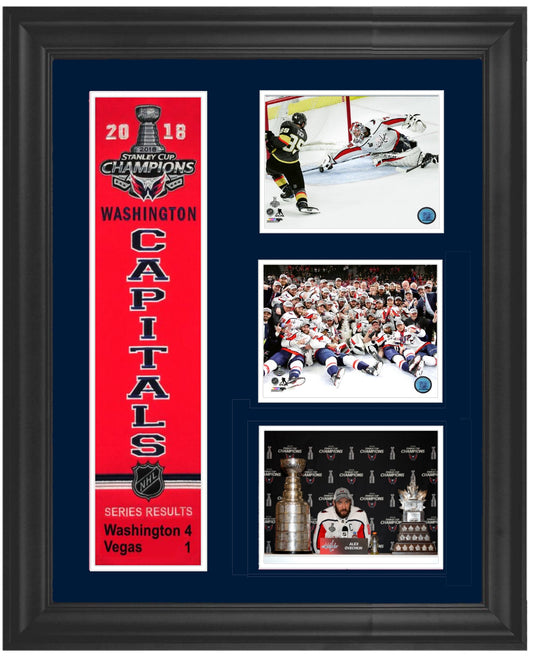 Washington Capitals Deluxe Framed 2018 Stanley Cup Champions Heritage Banner Blue 23"x35