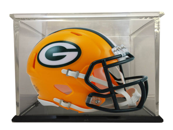 Green Bay Packers Speed Mini Football Helmet with 98% UV Protective Acrylic Display Case - 757 Sports Collectibles