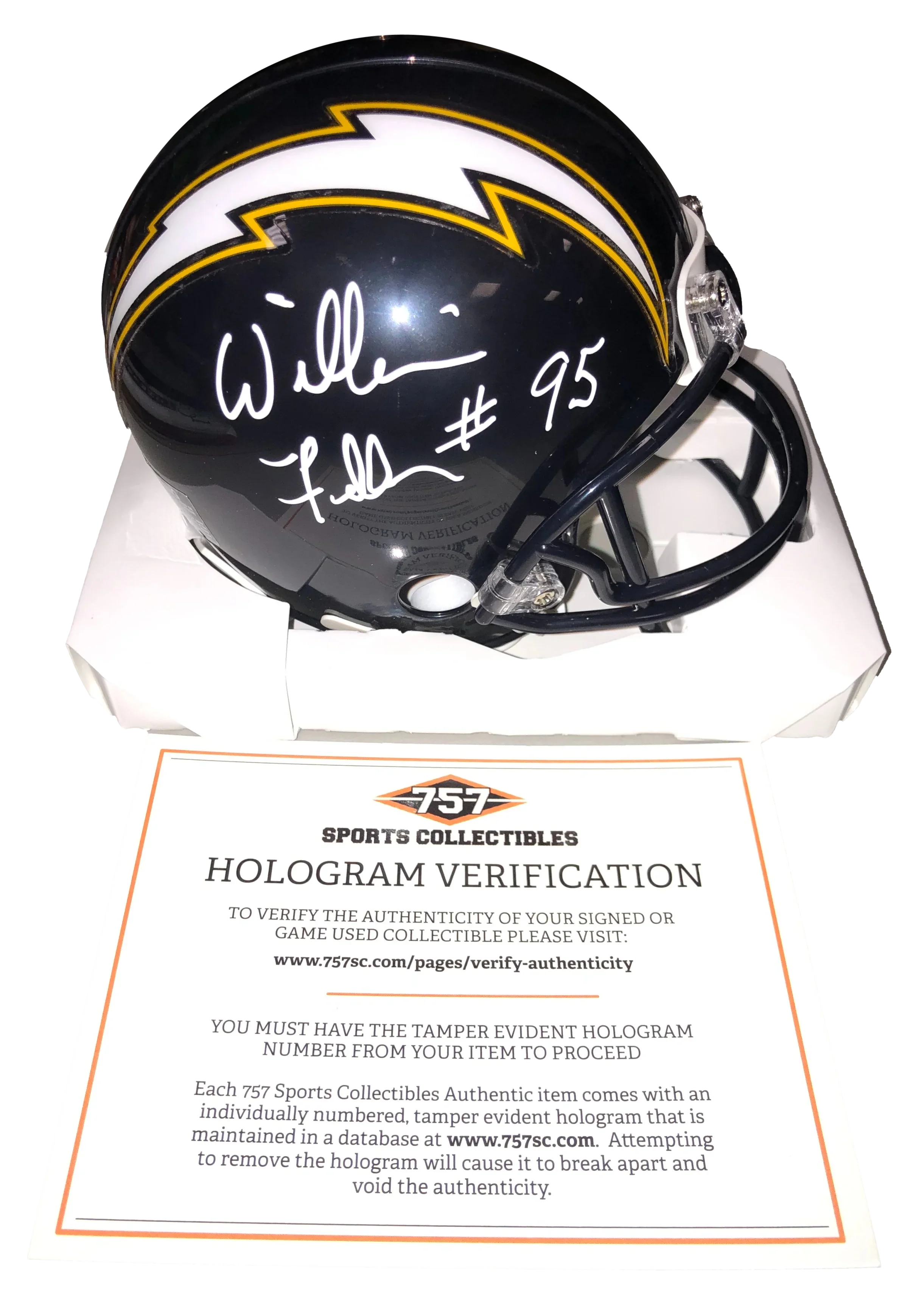 San Diego Chargers William Fuller Signed Auto Mini Helmet - 757 COA
