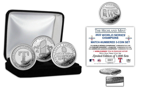 Texas Rangers 2023 World Series Champions Silver 3-Coin Set