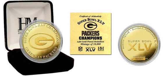 Green Bay Packers Super Bowl XLV Champions 24KT Gold Coin  (HM) - 757 Sports Collectibles