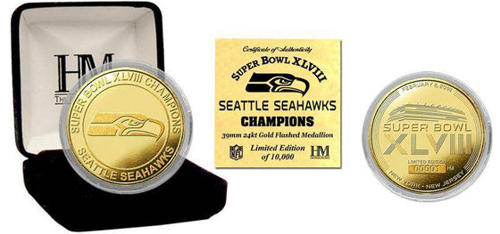 Seattle Seahawks Super Bowl 48 Champions Gold Mint Coin (HM) - 757 Sports Collectibles
