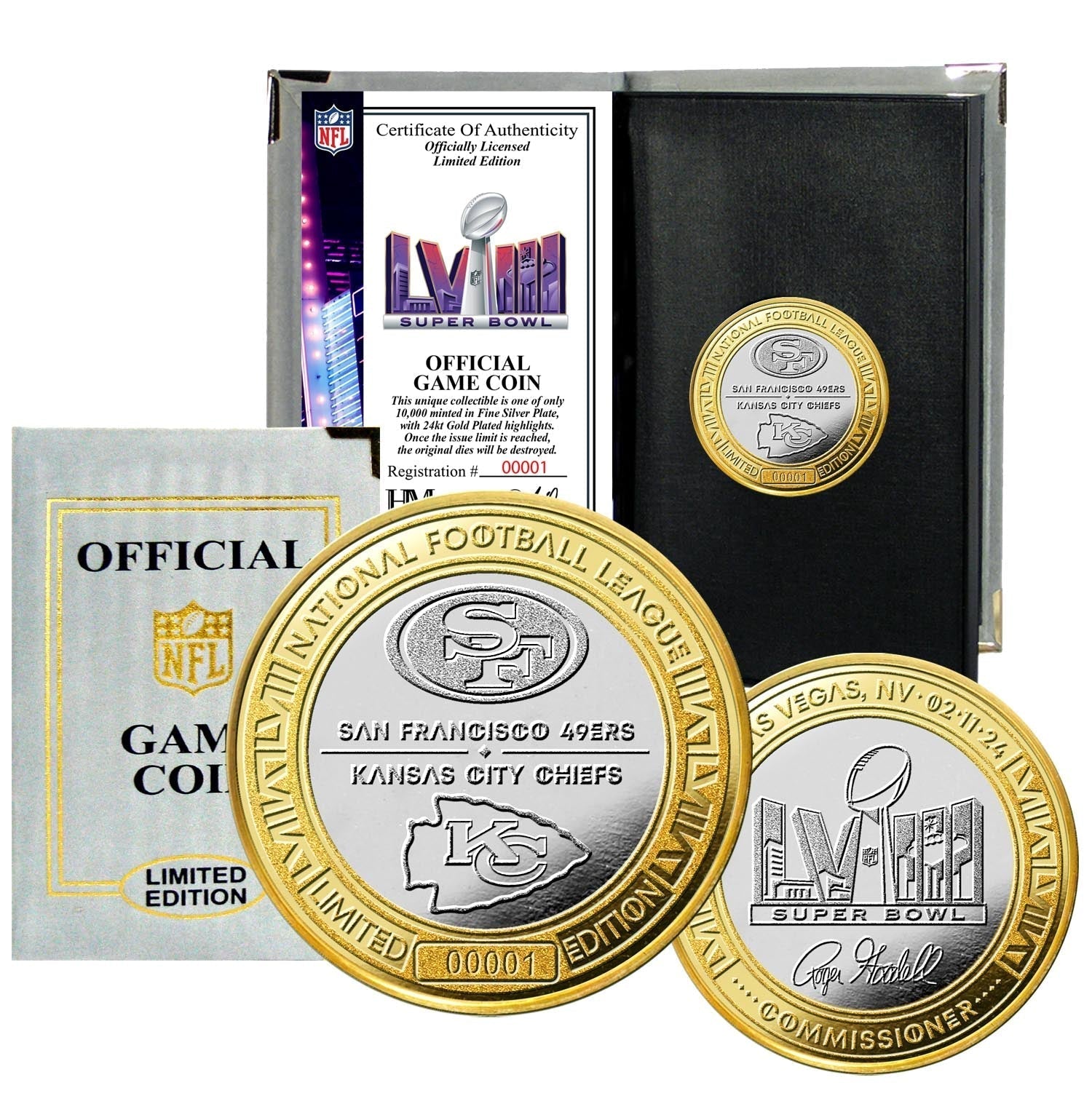Super Bowl 58 Kansas City Chiefs v San Francisco 49ers Official Gold and Silver 2-Tone Flip Coin