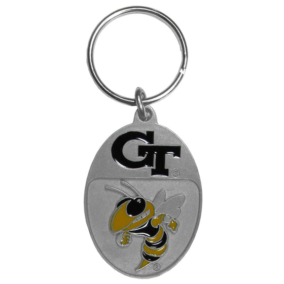 Georgia Tech Yellow Jackets Carved Metal Key Chain (SSKG) - 757 Sports Collectibles