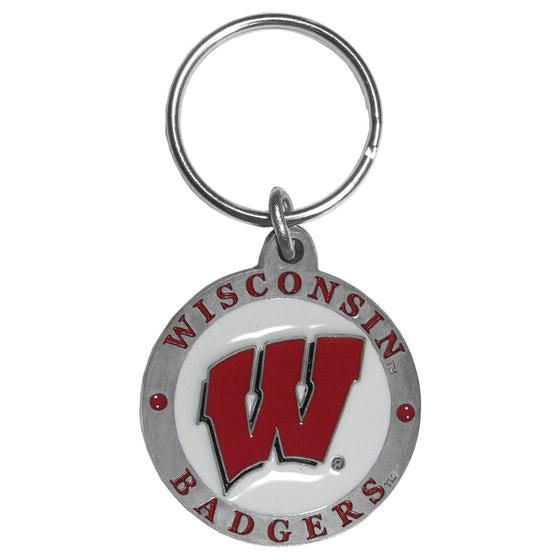 Wisconsin Badgers Carved Metal Key Chain (SSKG) - 757 Sports Collectibles