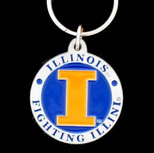 Illinois Fighting Illini Carved Metal Key Chain (SSKG) - 757 Sports Collectibles