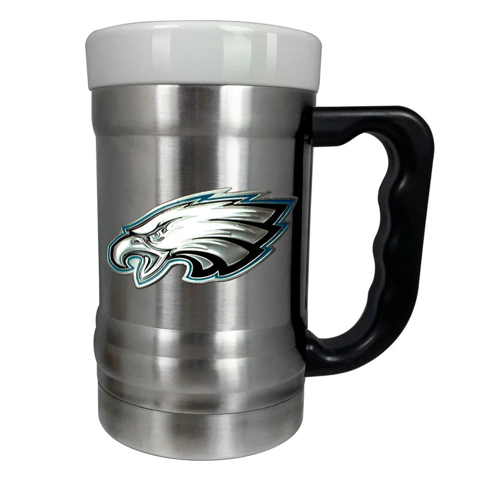 Philadelphia Eagles 15 oz Stainless Steel & Ceramic Fusion Coffee Mug w/ Metal Emblem