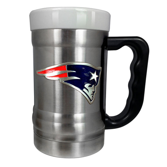 New England Patriots 15 oz Stainless Steel & Ceramic Fusion Coffee Mug w/ Metal Emblem