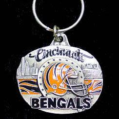 Cincinnati Bengals Oval Carved Metal Key Chain (SSKG) - 757 Sports Collectibles