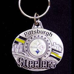 Pittsburgh Steelers Oval Carved Metal Key Chain (SSKG) - 757 Sports Collectibles