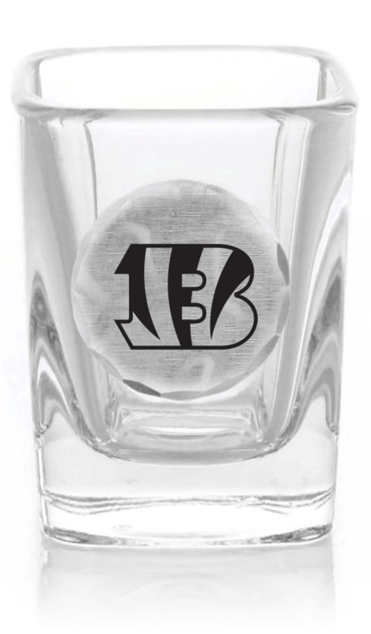 Cincinnati Bengals 2 oz. Square Shot Glass with Metallic Applique - 757 Sports Collectibles