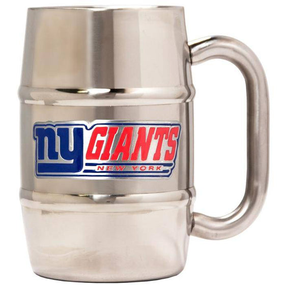 New York Giants 16oz "Barrel" Double Wall Stainless Steel Mug (Logo & Team Name)  - 757 Sports Collectibles