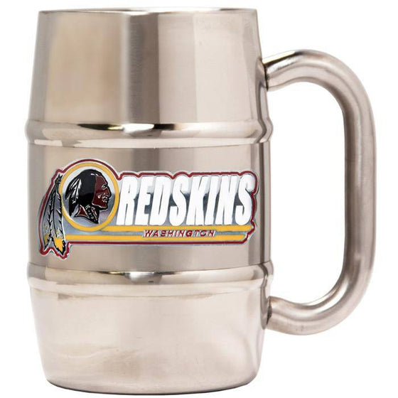 Washington Redskins 16oz "Barrel" Double Wall Stainless Steel Mug (Logo & Team Name)  - 757 Sports Collectibles