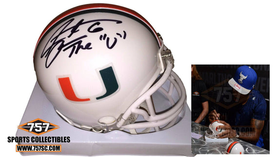 Miami Hurricanes Santana Moss Signed Auto Mini Helmet Insc The "U" (JSA PSA Pass) 757 - 757 Sports Collectibles