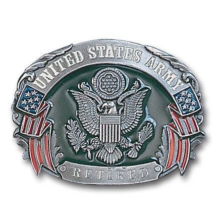 Military US Army Retired  Enameled Belt Buckle (SSKG) - 757 Sports Collectibles