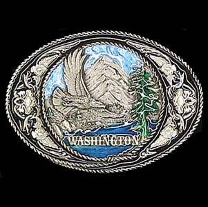 Washington with Scroll Enameled Belt Buckle (SSKG) - 757 Sports Collectibles