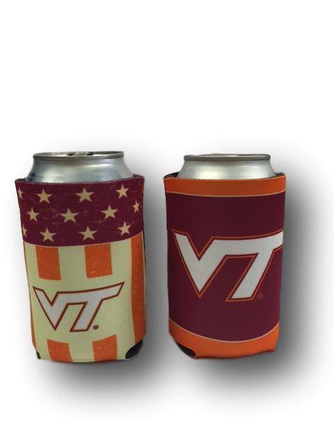 NCAA Virginia Tech VT Hokies Nation "Patriotic" 2-Sided Neoprene Can Cooler Koozie - 757 Sports Collectibles