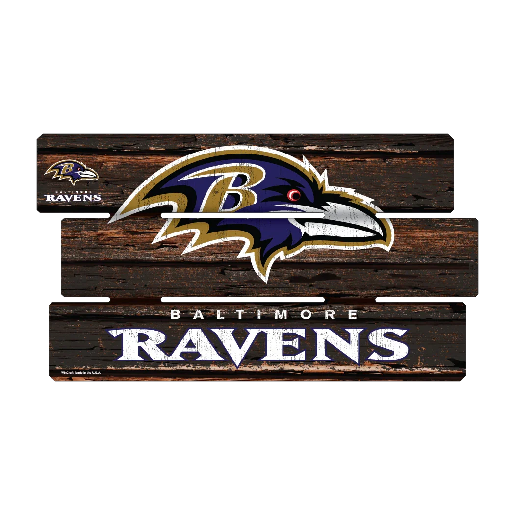 Baltimore Ravens 14" x 25" Fence Wood Sign