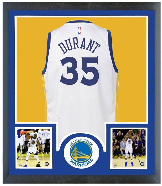 Golden State Warriors Kevin Durant Framed White Jersey Piece 35x43 - 757 Sports Collectibles