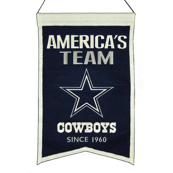 Dallas Cowboys Franchise Banner 14"x22" Wool Embroidered - 757 Sports Collectibles