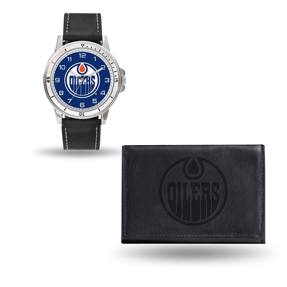 EDMONTON OILERS BLACK WATCH AND WALLET (Rico) - 757 Sports Collectibles