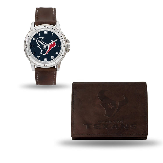 Houston TEXANS BROWN WATCH AND WALLET (Rico) - 757 Sports Collectibles