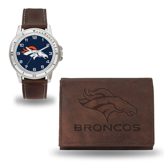 Denver BRONCOS BROWN WATCH AND WALLET (Rico) - 757 Sports Collectibles