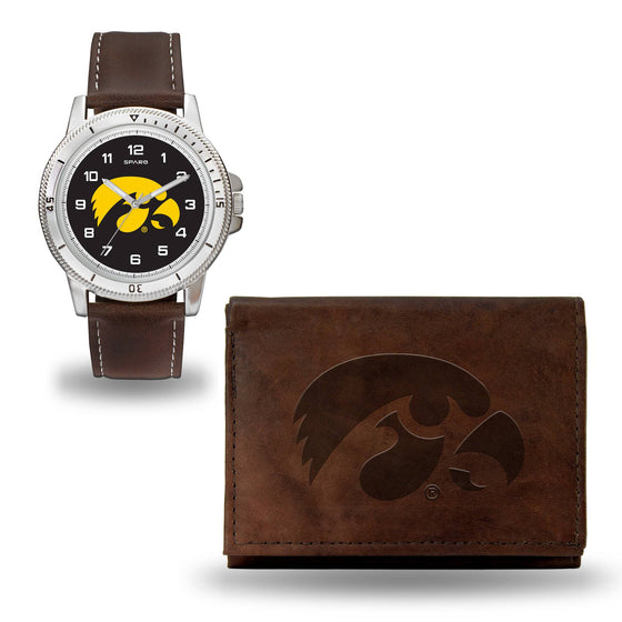 IOWA Hawkeyes BROWN WATCH AND WALLET (Rico) - 757 Sports Collectibles