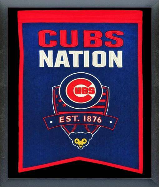 MLB Chicago Cubs Framed Embroidered Wool Nations Banner 18x24 - 757 Sports Collectibles