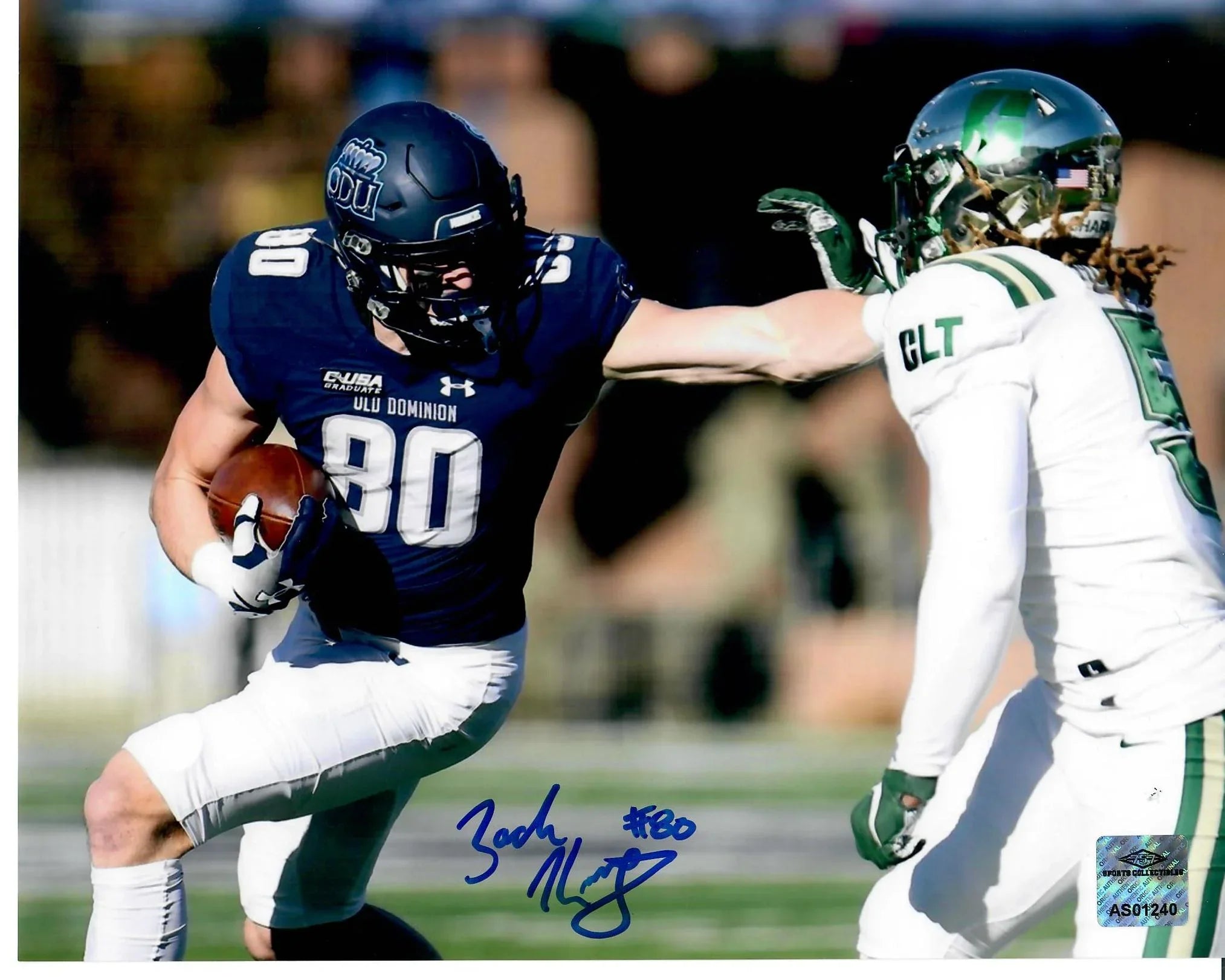 Old Dominion Monarchs Zack Kuntz Signed Autograph 8x10 Photo Hori - 757 W COA - 757 Sports Collectibles