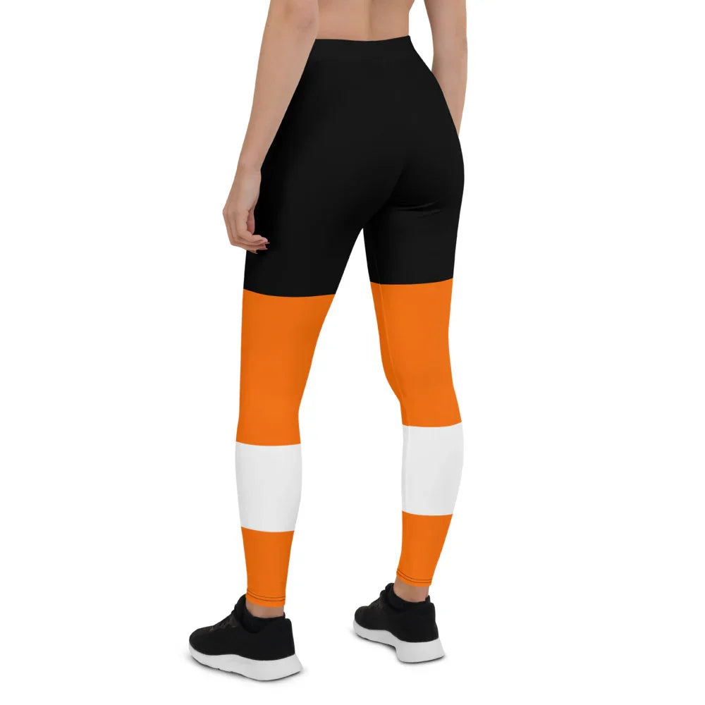 Orange & Black Philadelphia Hockey Style - Leggings - All Sizes - 757 Sports Collectibles