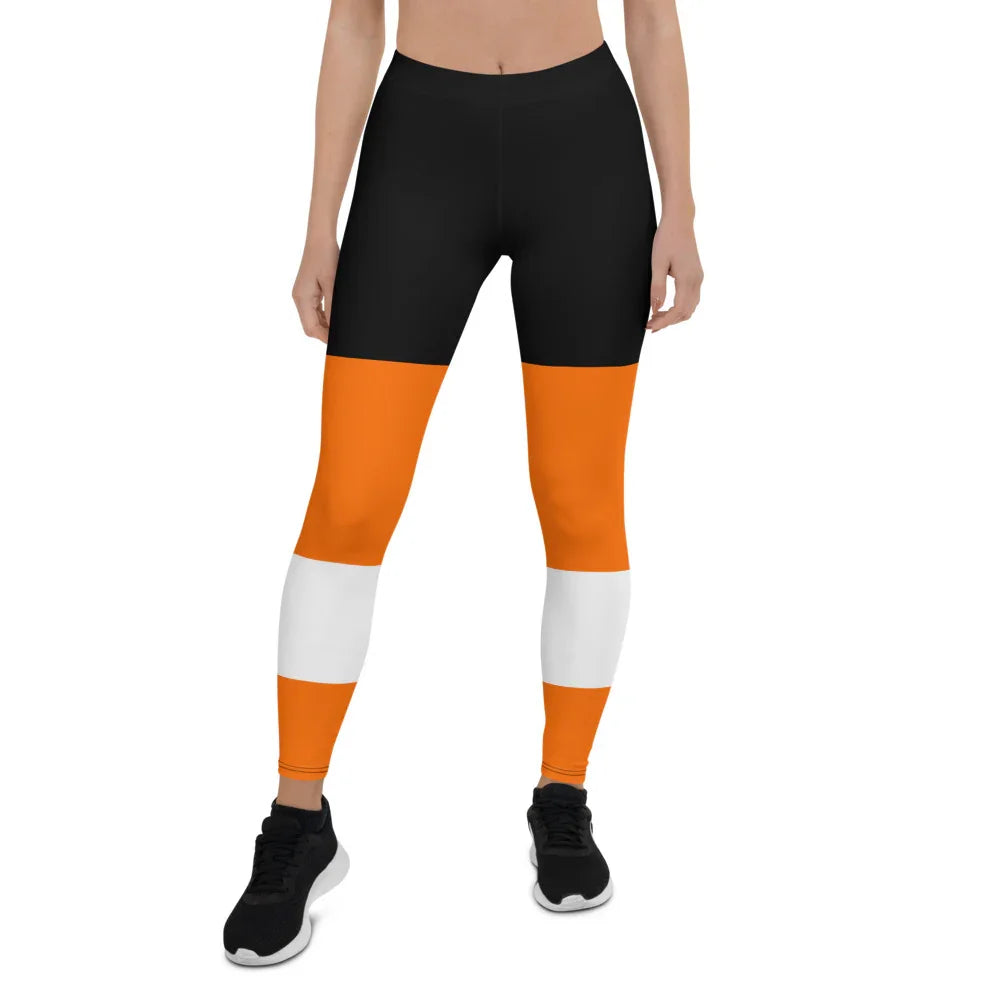 Orange & Black Philadelphia Hockey Style - Leggings - All Sizes - 757 Sports Collectibles