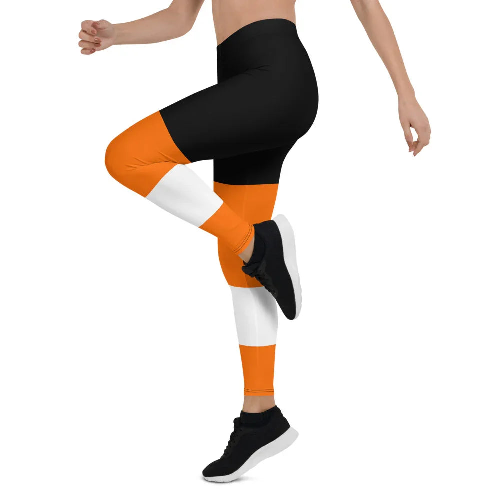 Orange & Black Philadelphia Hockey Style - Leggings - All Sizes - 757 Sports Collectibles