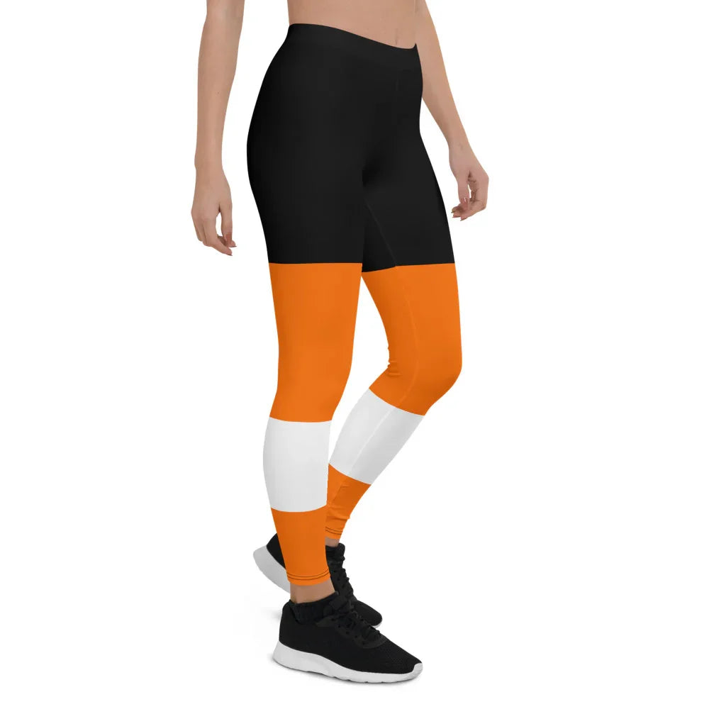 Orange & Black Philadelphia Hockey Style - Leggings - All Sizes - 757 Sports Collectibles