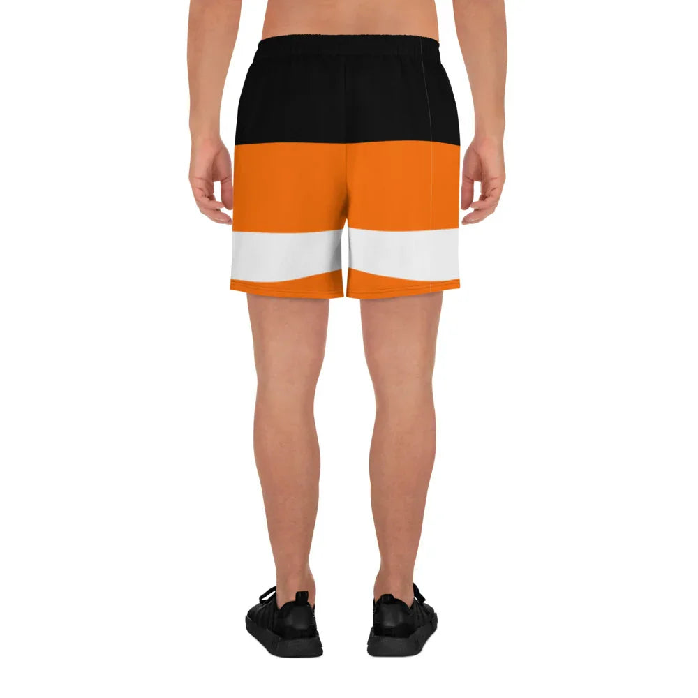 Orange & Black Philadelphia Hockey Style - Men's Athletic Long Shorts - All Sizes - 757 Sports Collectibles