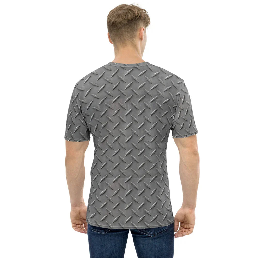 Silver Diamond Plate Print All-Over - Men's T-shirt - All Sizes - 757 Sports Collectibles