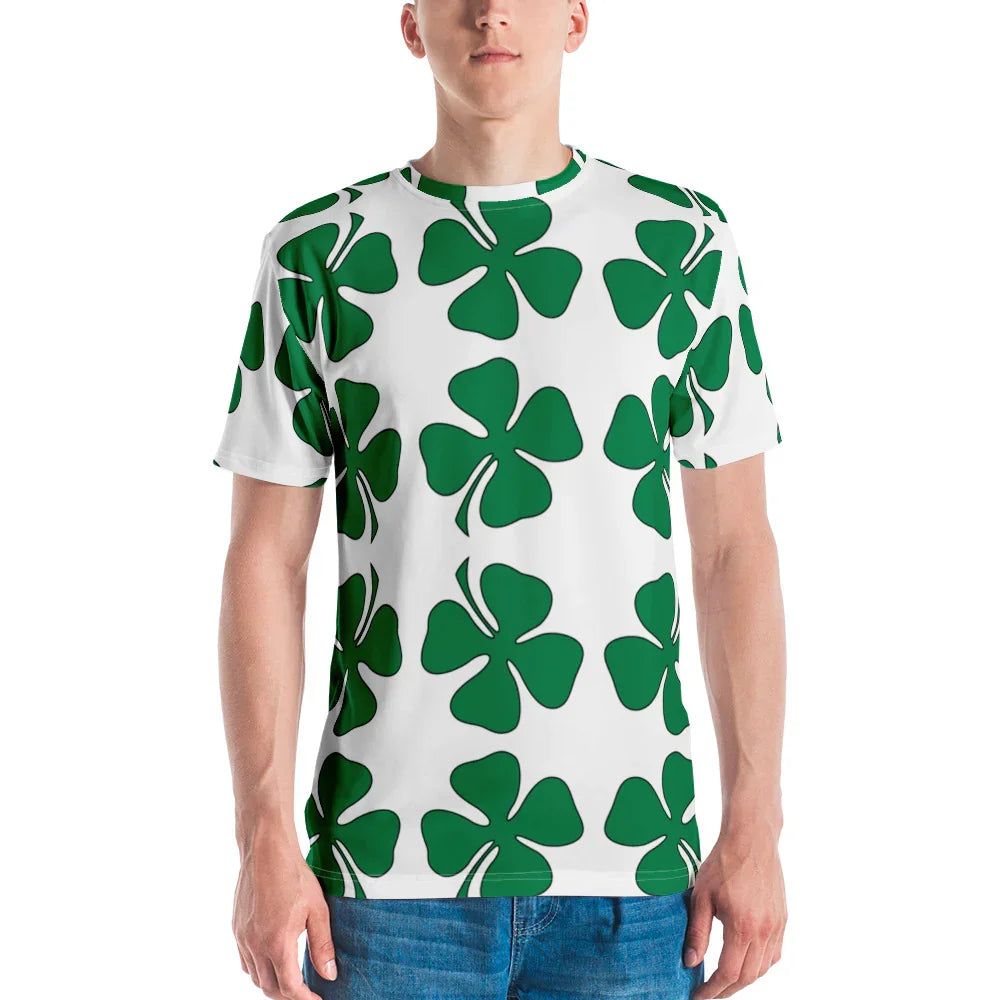 St. Patrick's Day 4-Leaf Clover Shamrock Men's T-shirt - All Sizes - 757 Sports Collectibles