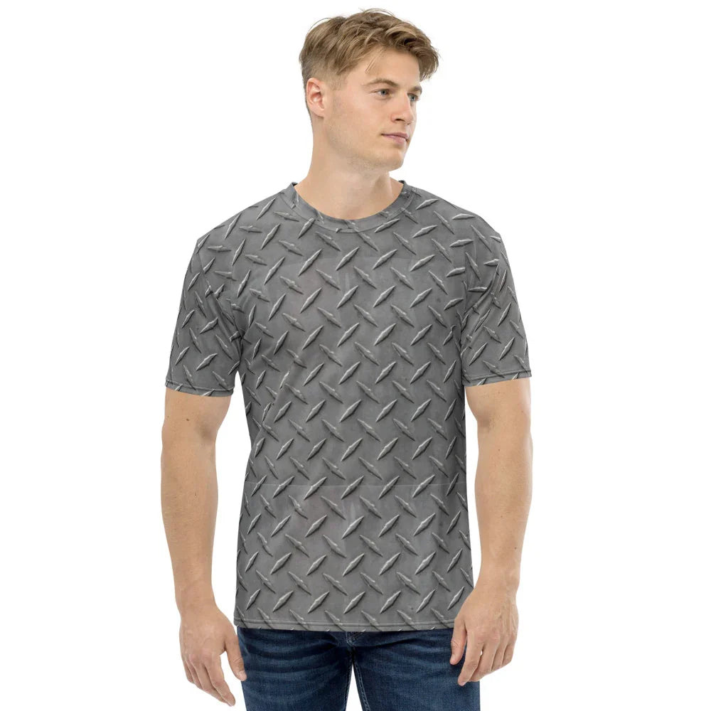 Silver Diamond Plate Print All-Over - Men's T-shirt - All Sizes - 757 Sports Collectibles