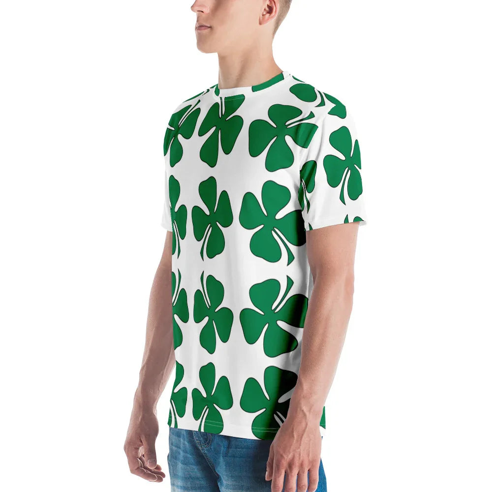 St. Patrick's Day 4-Leaf Clover Shamrock Men's T-shirt - All Sizes - 757 Sports Collectibles