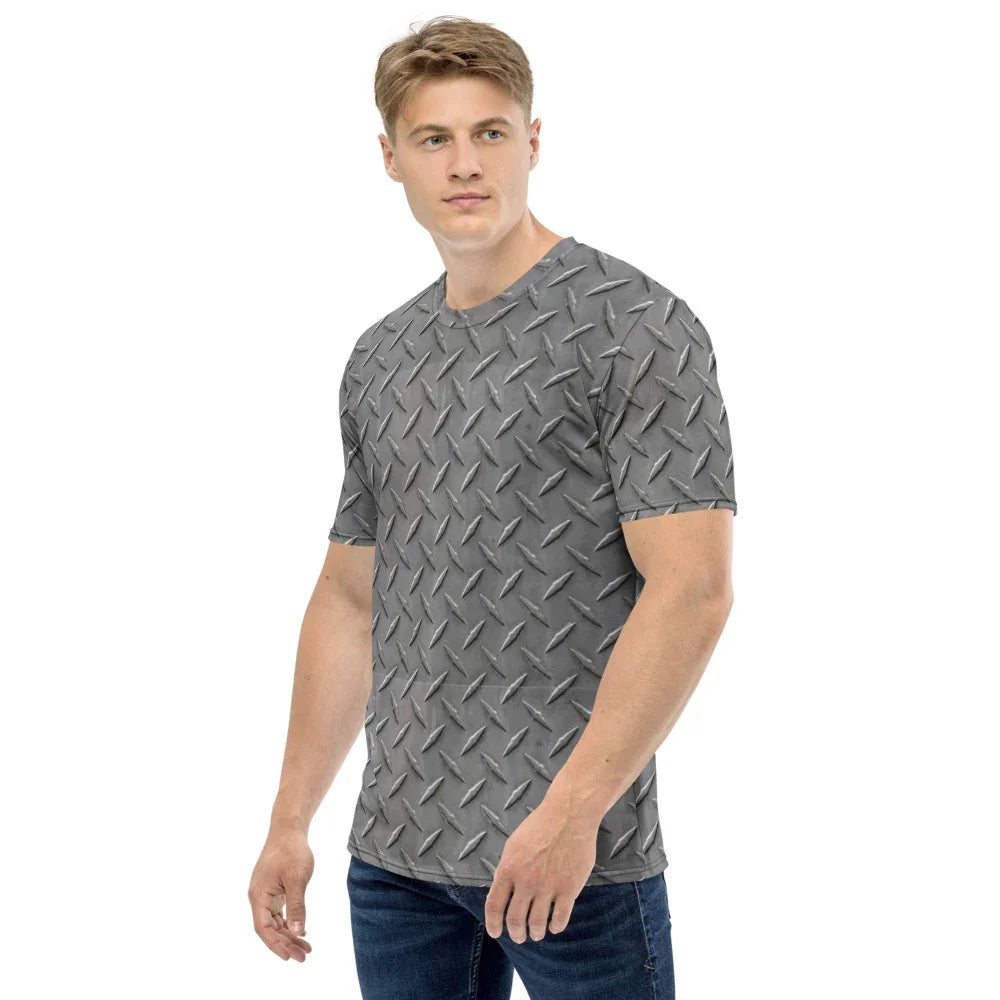 Silver Diamond Plate Print All-Over - Men's T-shirt - All Sizes - 757 Sports Collectibles