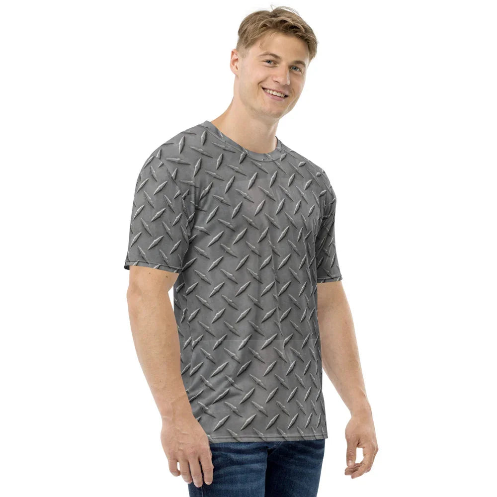 Silver Diamond Plate Print All-Over - Men's T-shirt - All Sizes - 757 Sports Collectibles