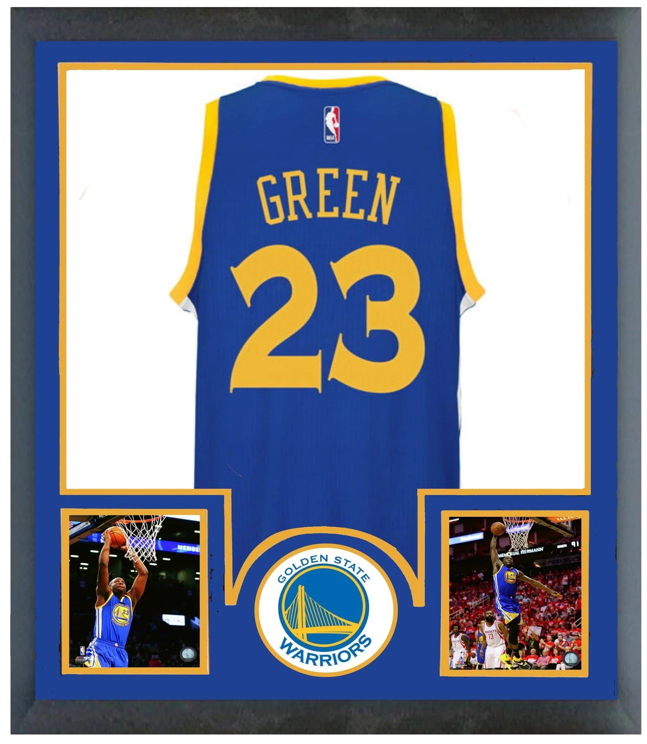 Golden State Warriors Draymond Green Framed Blue Jersey Piece 35x43 - 757 Sports Collectibles