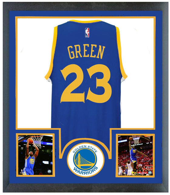 Golden State Warriors Draymond Green Framed Blue Jersey Piece 35x43 - 757 Sports Collectibles