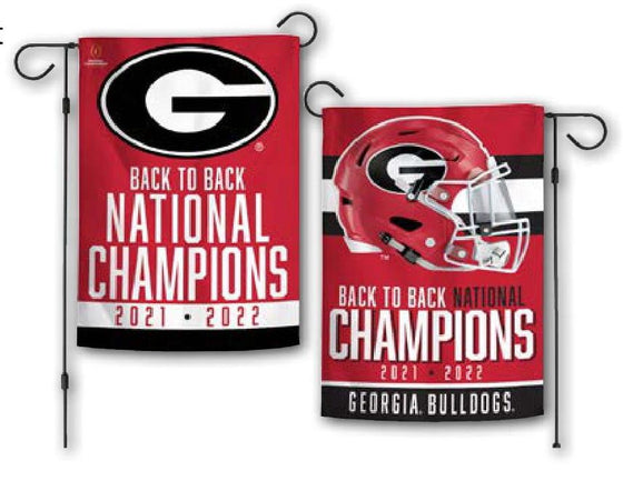 Georgia Bulldogs 2022-23 National Champions Back to Back Garden Flag - 2 sided - 757 Sports Collectibles