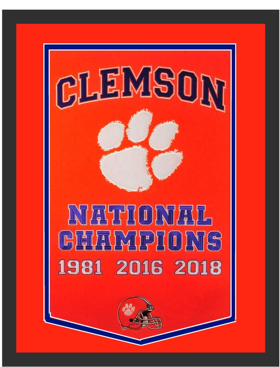 Clemson Tigers 3-Time National Champions Framed Dynasty Banner Orange