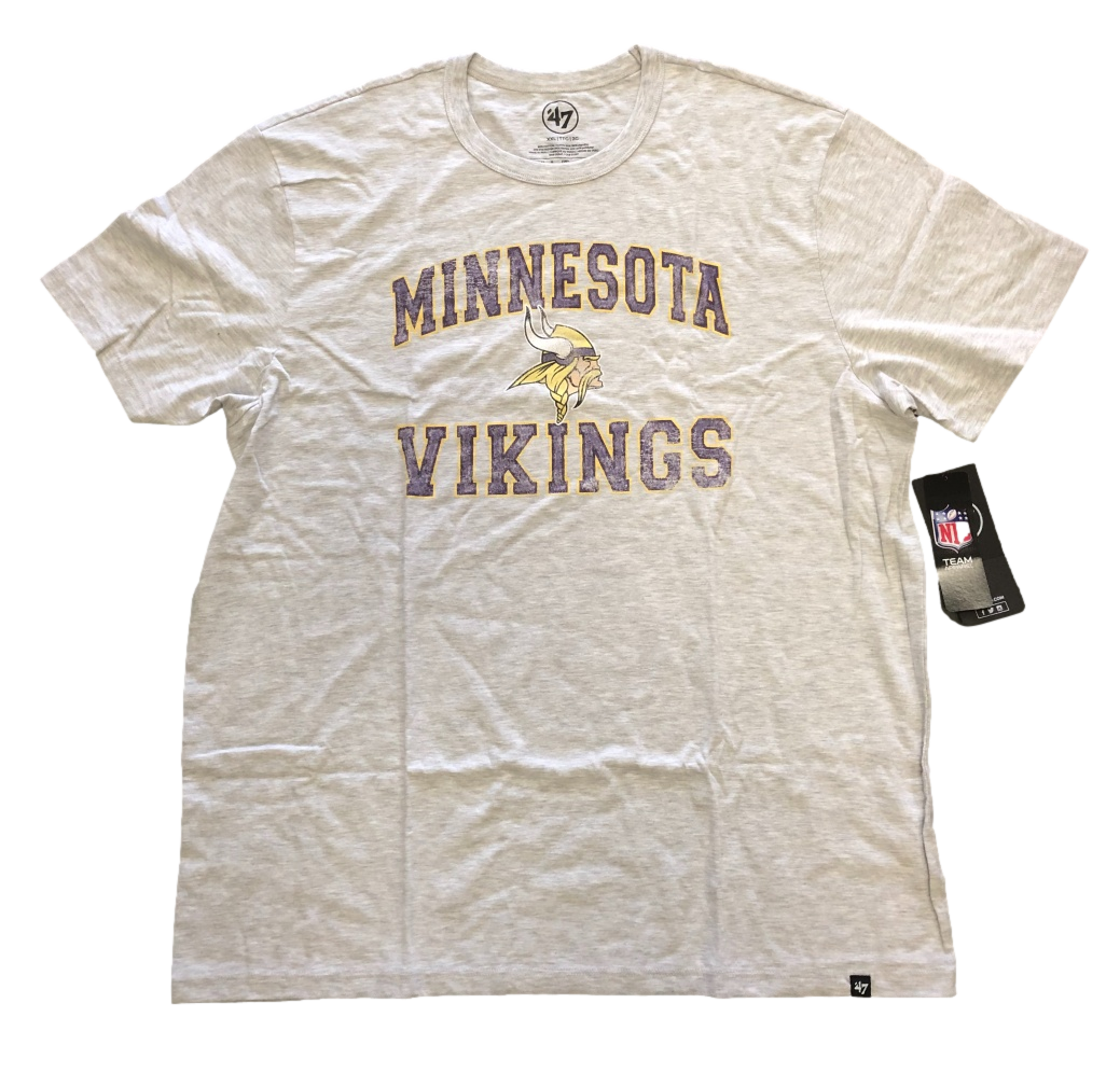 Minnesota Vikings 47 Brand Relay Grey Script Logo Short Sleeve T-Shirt - 2XL - 757 Sports Collectibles